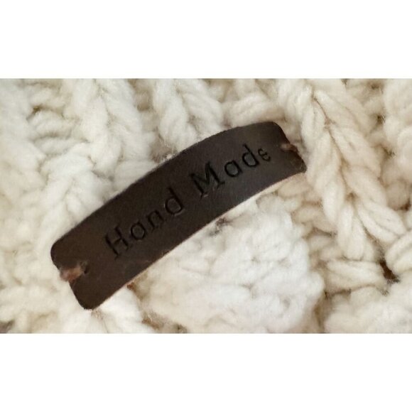 WISHLIST Handmade Pom Pom Cardigan Sweater Cream Off White Size Med - Picture 6 of 8